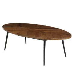 Table basse ovale plateau chevrons KIARA