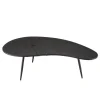 Table basse ovoïde plateau texturé Noir mat et pieds en Fer noir JAMES