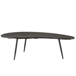 Table basse ovoïde plateau texturé Noir mat et pieds en Fer noir JAMES