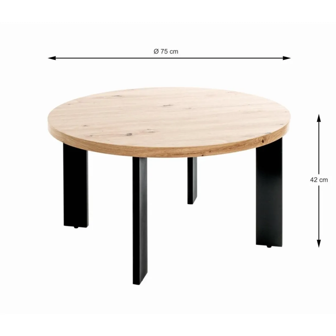 Table basse plateau en MDF décor chêne avec accents de couleur