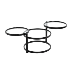 Table basse plateau verre pivotant
