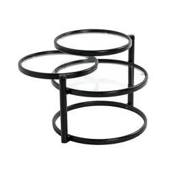 Table basse plateau verre pivotant