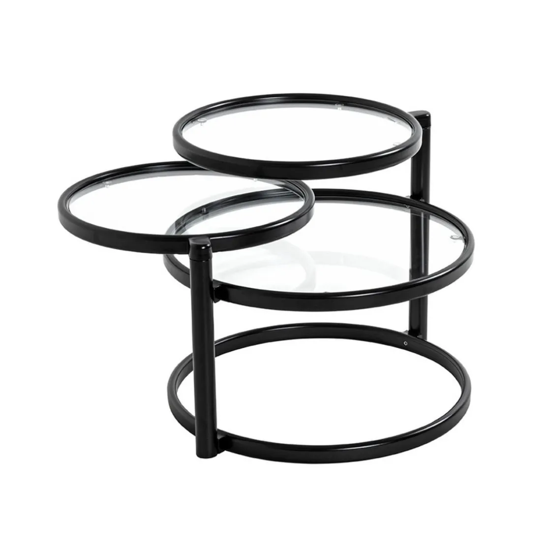 Table basse plateau verre pivotant