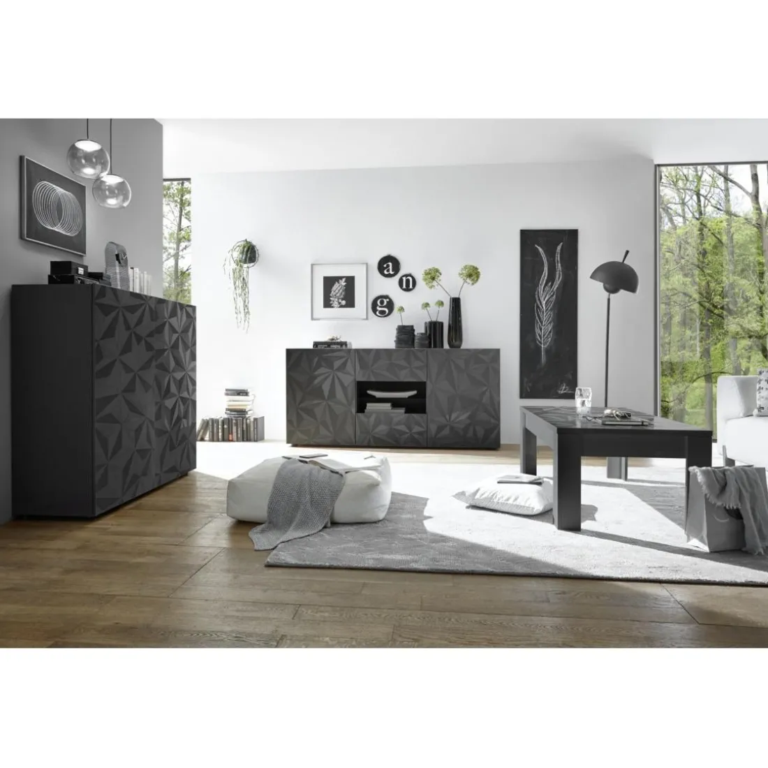 Table basse PRISMA laqué anthracite brillant