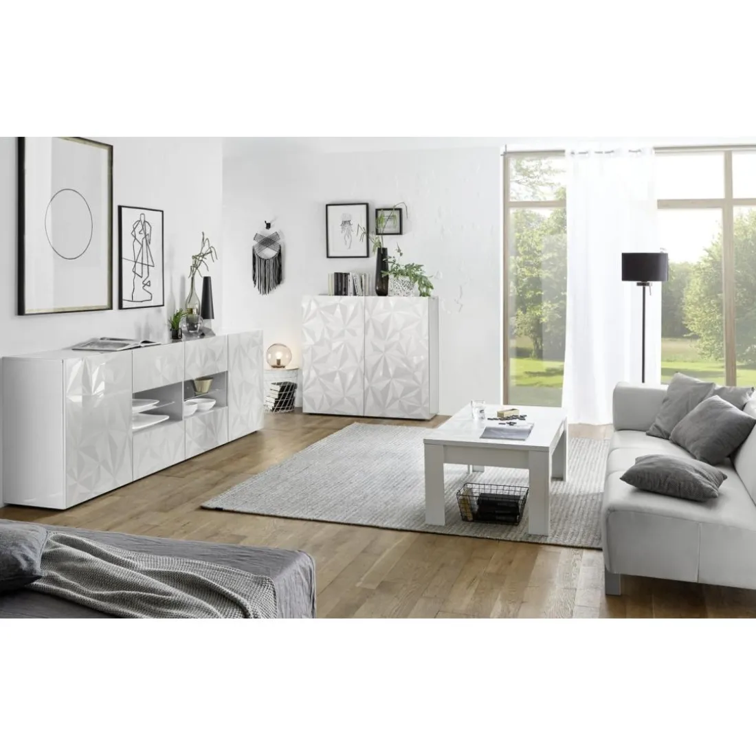 Table basse PRISMA laqué blanc brillant