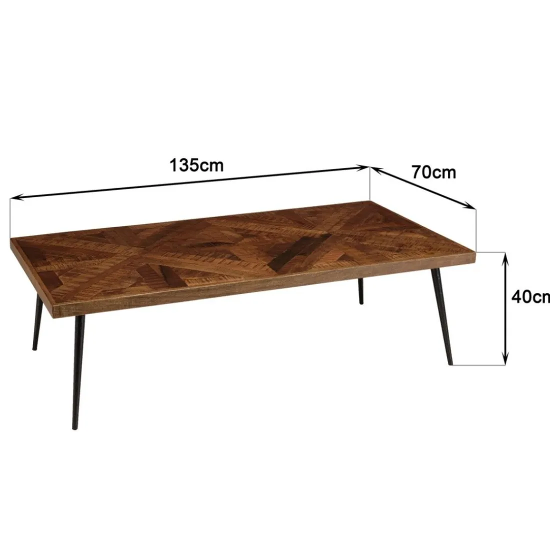 Table basse rectangulaire en bois pieds métal KIARA