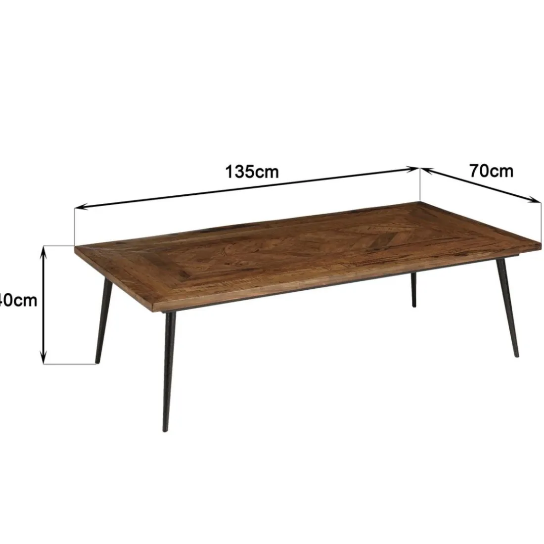 Table basse rectangulaire en bois recyclé formes géométriques KIARA