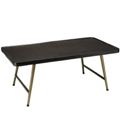 Table basse rectangulaire en Aluminium plateau Noir et pieds Dorés JOHAN
