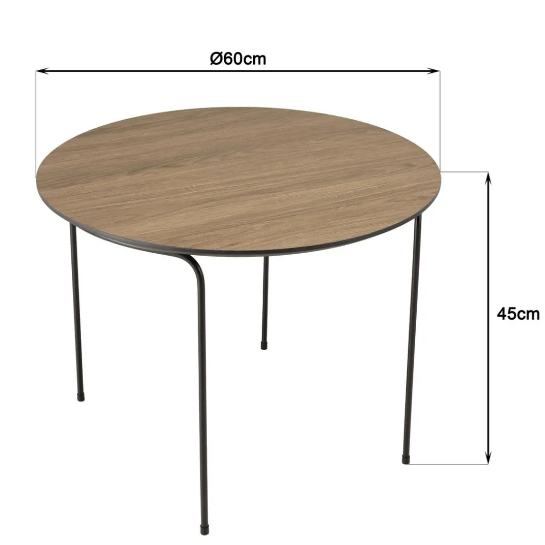 Table basse ronde couleur mocha, pieds métal noir JULIA