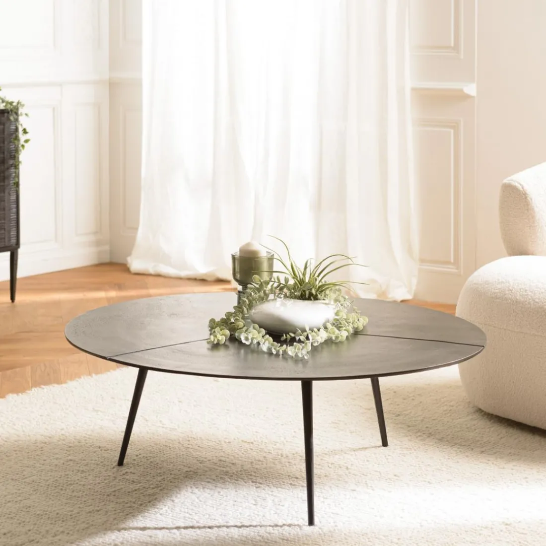 Table basse ronde en Aluminium JAMES Noir mat