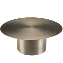Table basse ronde en Fer Noir et bordure Dorée JAMES D80 cm