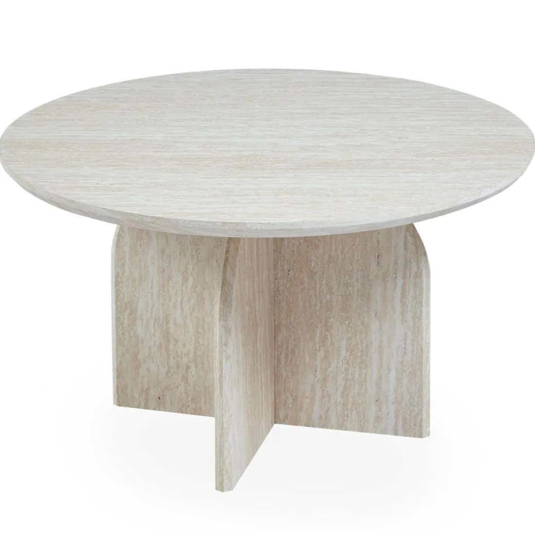 Table basse ronde élégante Calyptus Effet travertin Beige