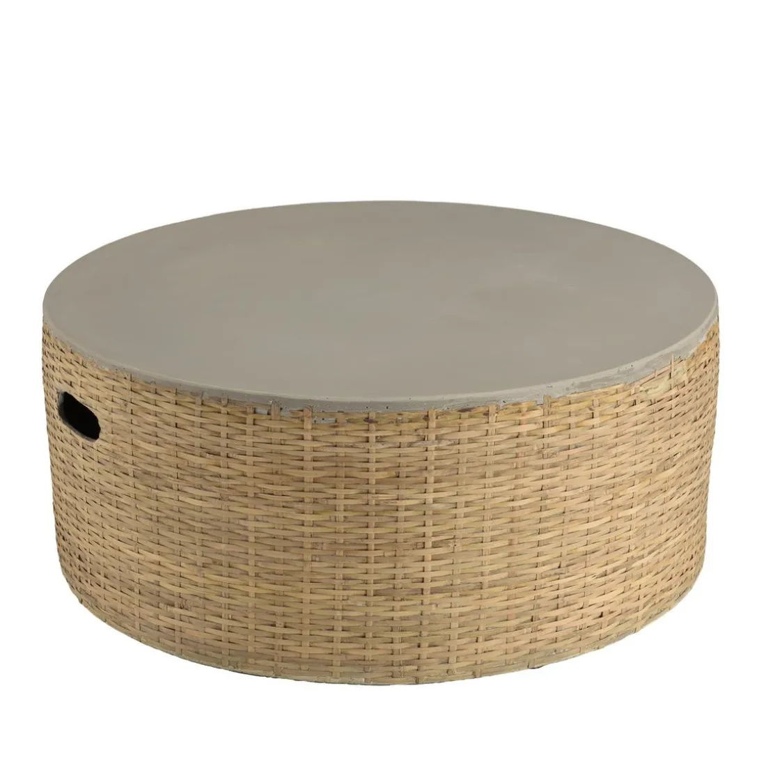 Table basse ronde plateau en béton socle en bambou naturel HECTOR