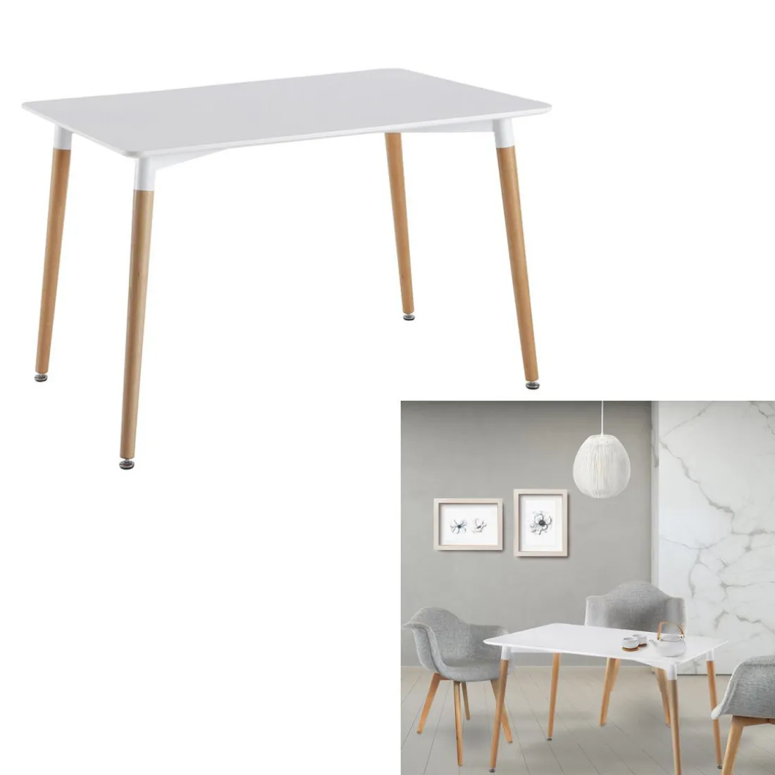 Table Blanche Rectangulaire 115X75cm