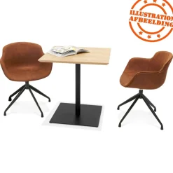 Table carrée design 'SUMO' en bois finition naturelle et métal noir
