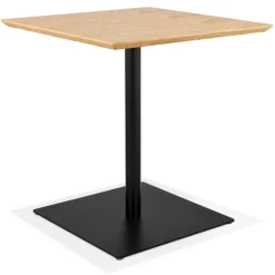 Table carrée design 'SUMO' en bois finition naturelle et métal noir