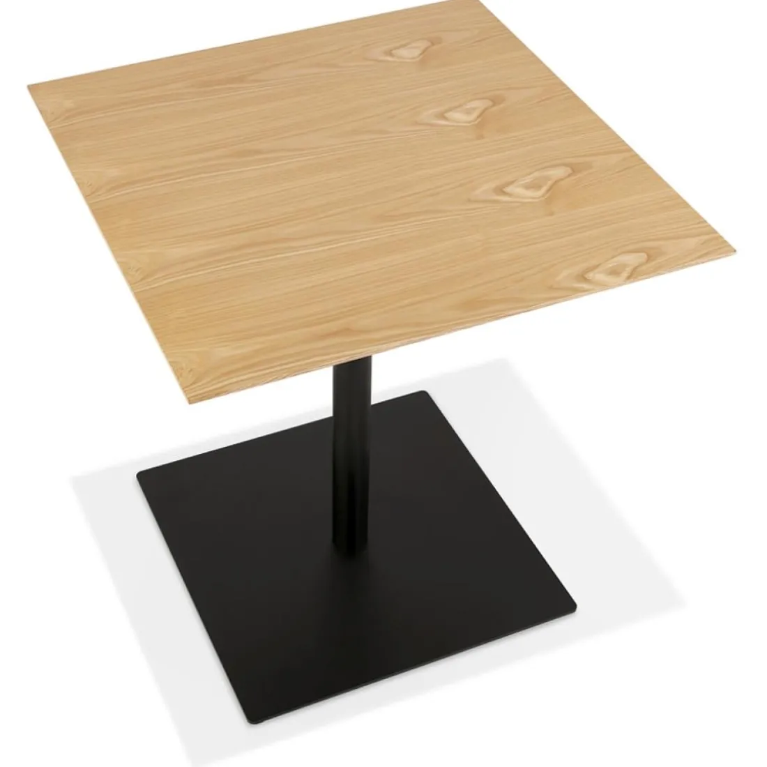 Table carrée design 'SUMO' en bois finition naturelle et métal noir