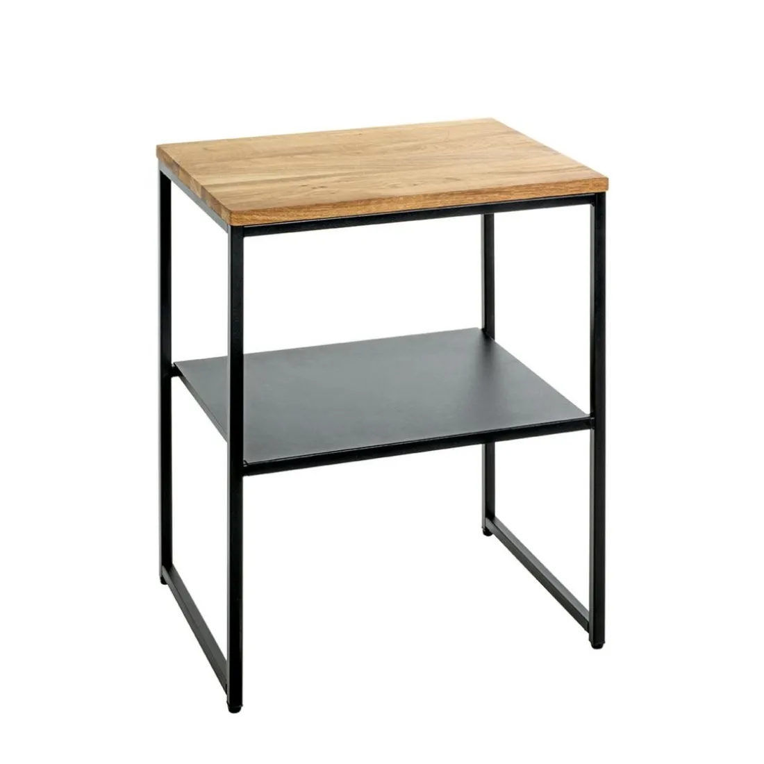 Table d'appoint à deux niveaux chène et métal