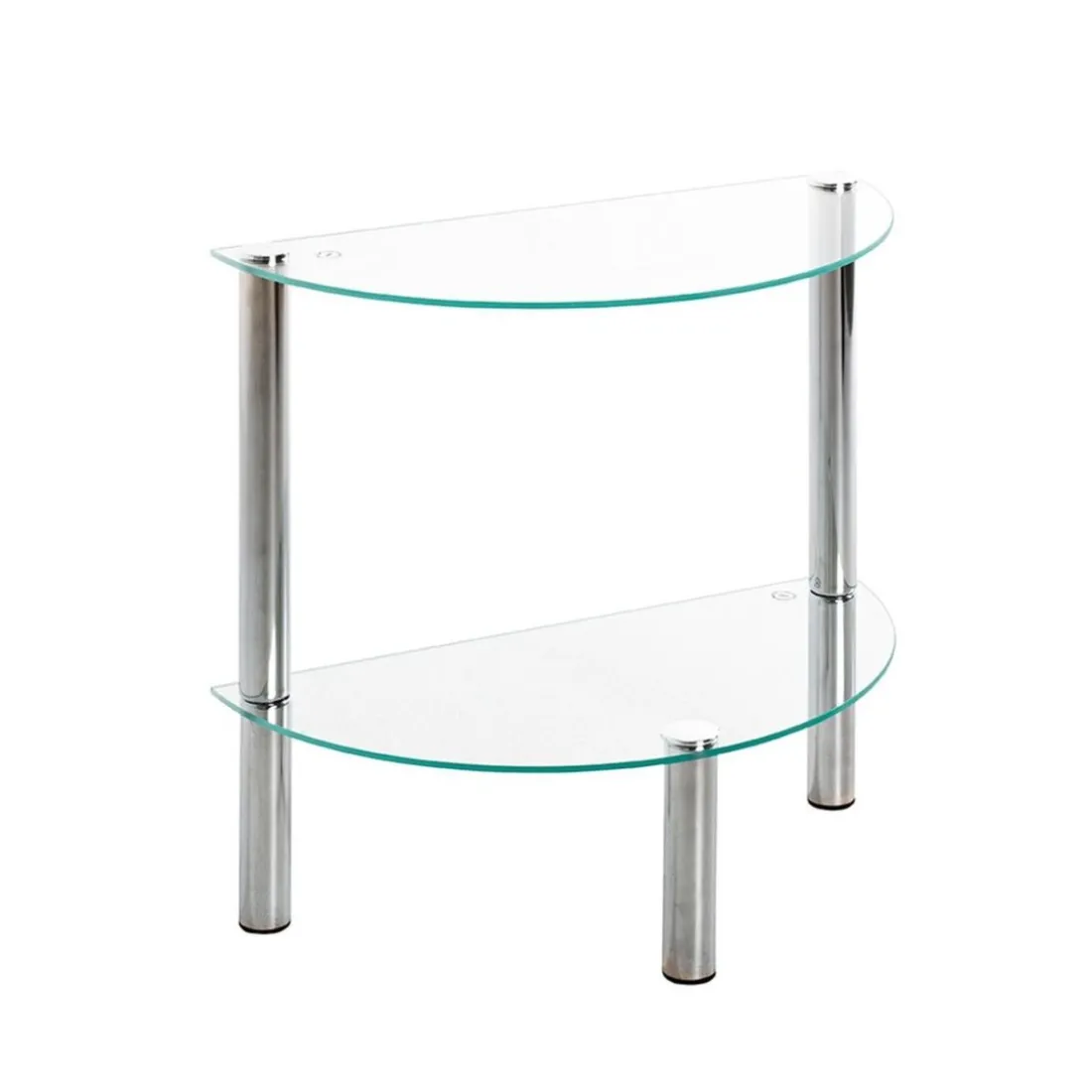 Table d'appoint 2 niveaux avec plateau demi lune en verre