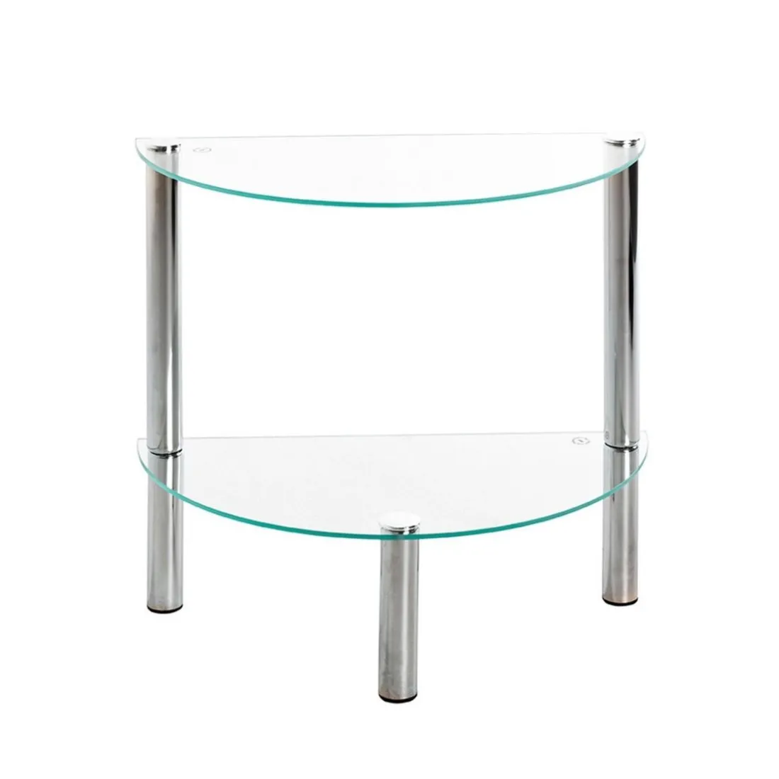 Table d'appoint 2 niveaux avec plateau demi lune en verre