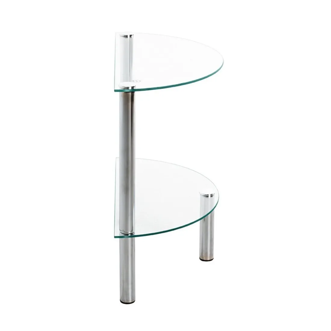 Table d'appoint 2 niveaux avec plateau demi lune en verre