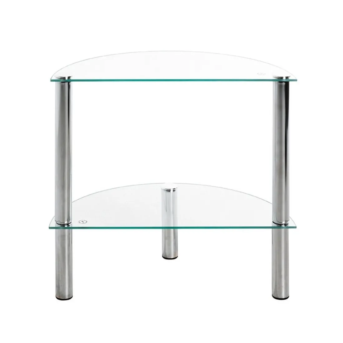 Table d'appoint 2 niveaux avec plateau demi lune en verre