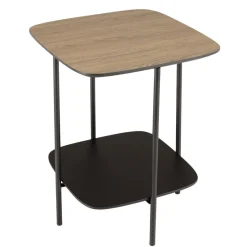 Table d'appoint 2 plateaux bi-matière pieds métal JULIA