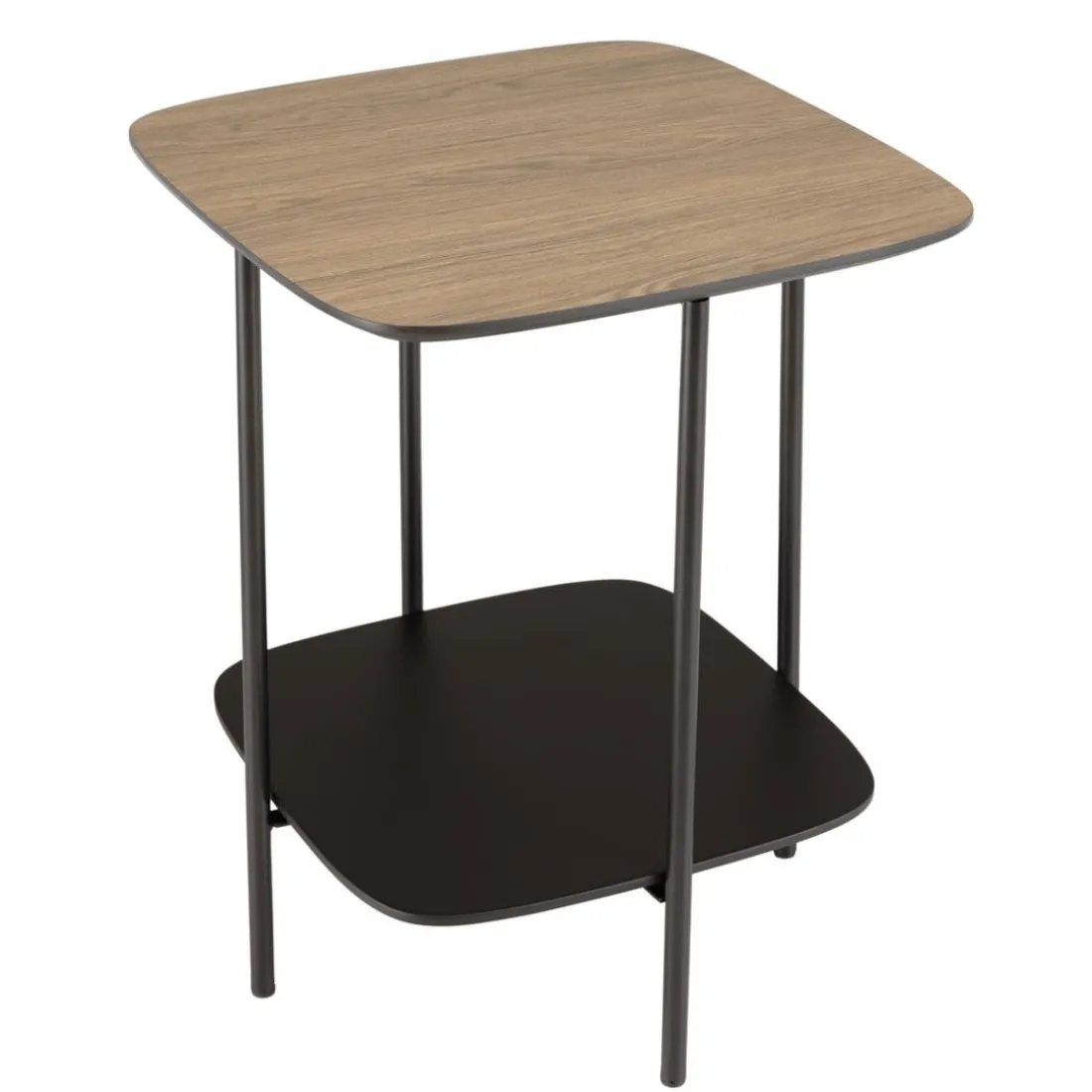 Table d'appoint 2 plateaux bi-matière pieds métal JULIA