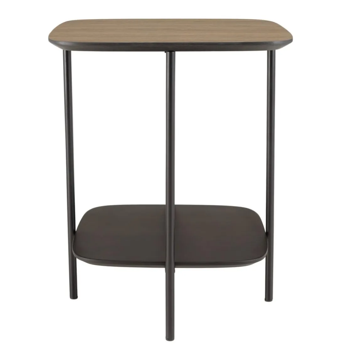 Table d'appoint 2 plateaux bi-matière pieds métal JULIA