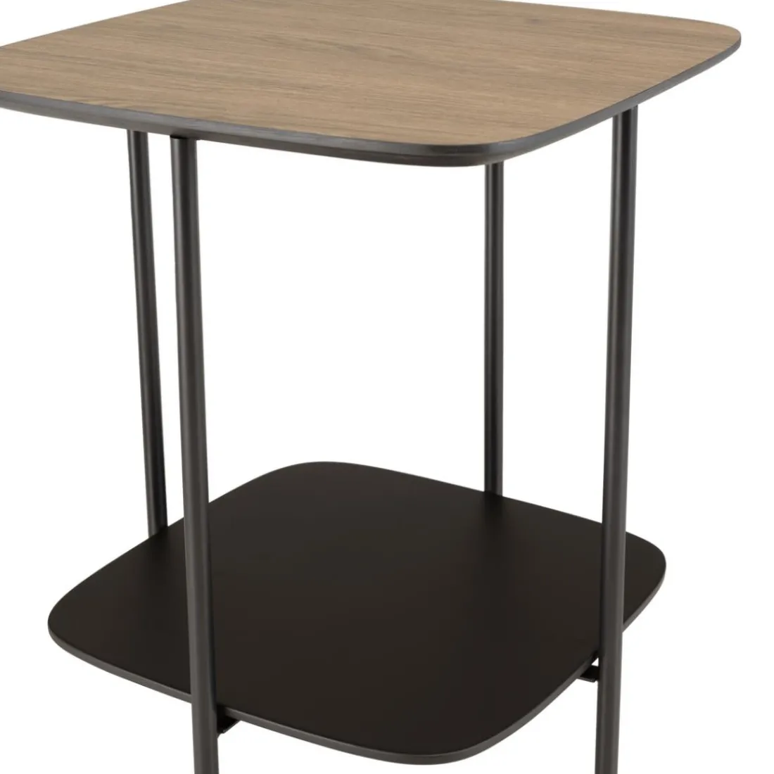 Table d'appoint 2 plateaux bi-matière pieds métal JULIA