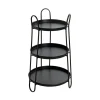 Table d'appoint 3 plateaux métal laqué noir