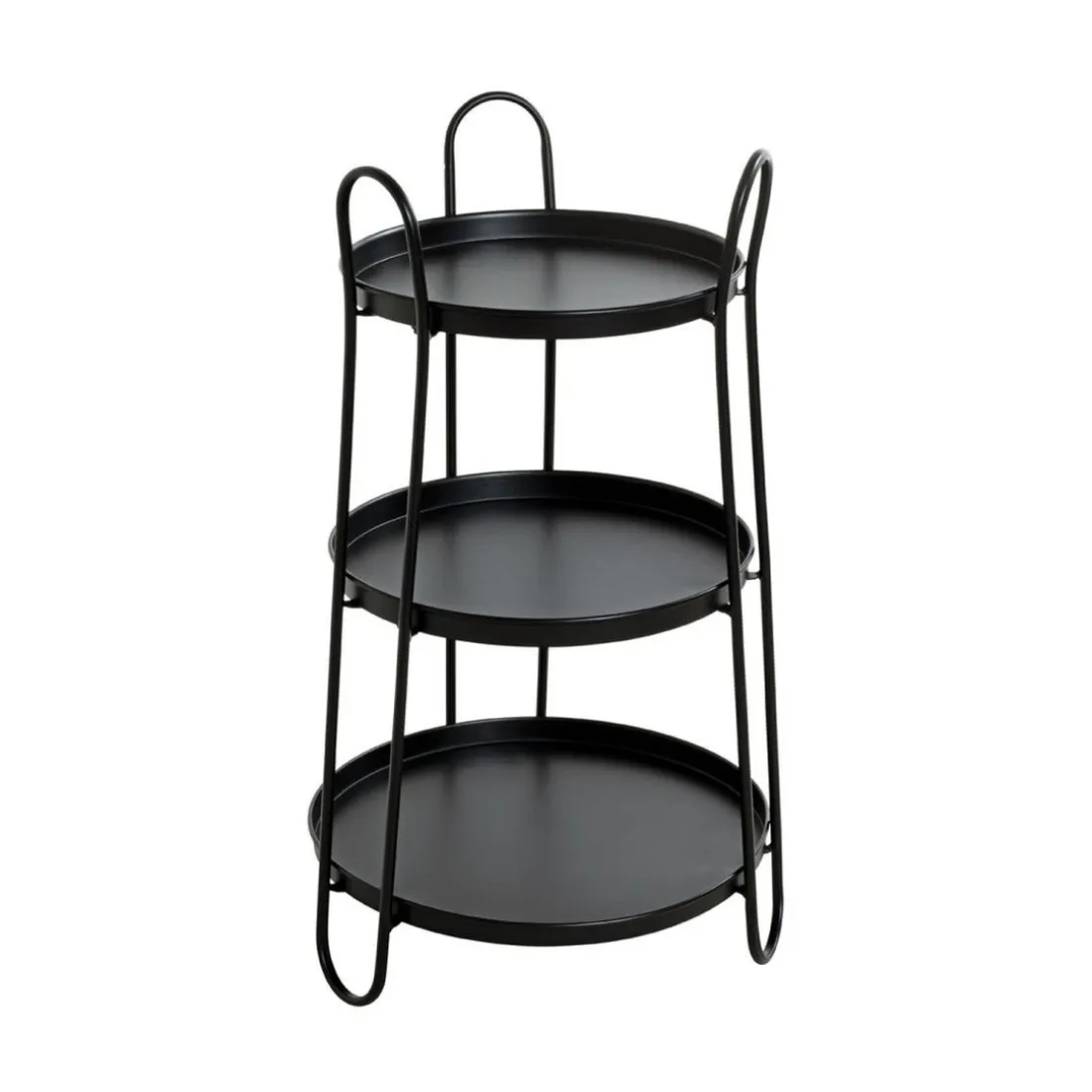 Table d'appoint 3 plateaux métal laqué noir