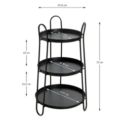 Table d'appoint 3 plateaux métal laqué noir