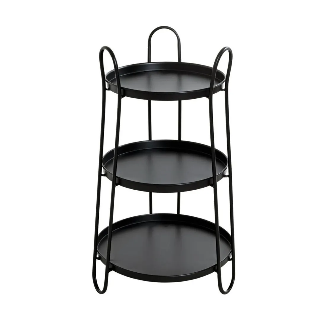 Table d'appoint 3 plateaux métal laqué noir