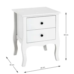 table d'appoint 2 tiroirs - blanc
