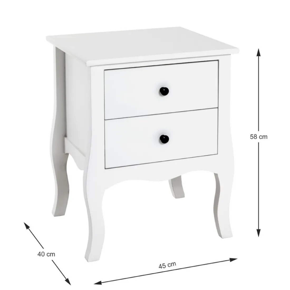 table d'appoint 2 tiroirs - blanc