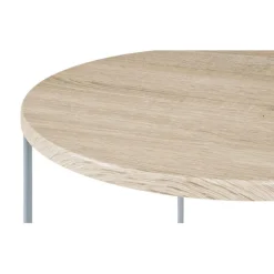 table d'appoint acier et effet chêne clair
