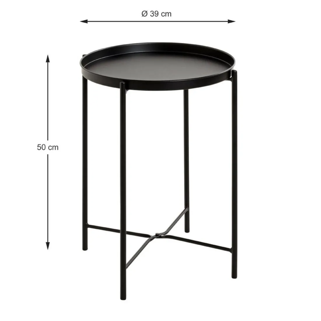 Table d'appoint acier laqué noir