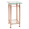 Table d'appoint acier plateau verre transparent grand modèle