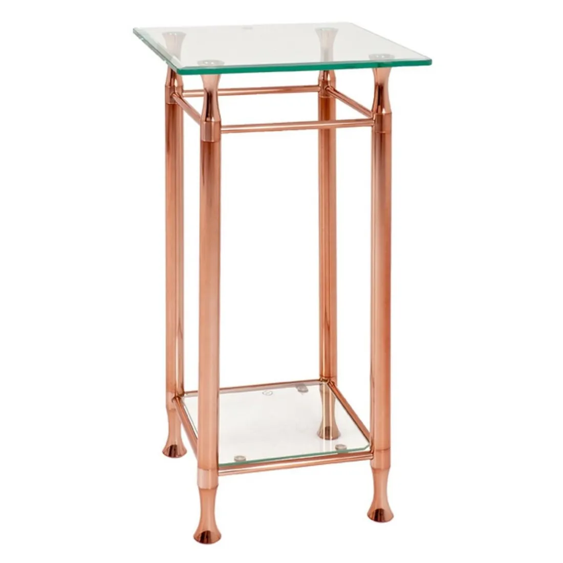 Table d'appoint acier plateau verre transparent grand modèle