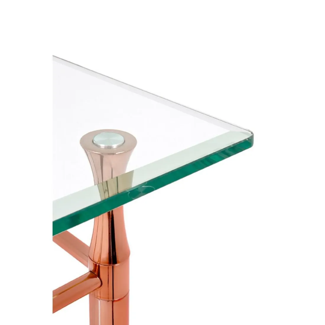 Table d'appoint acier plateau verre transparent grand modèle