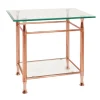 Table d'appoint acier plateau verre transparent