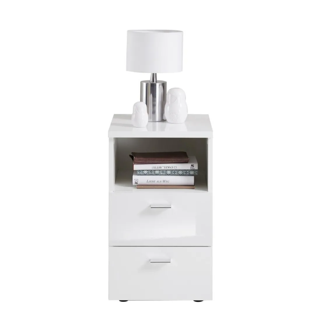 Table d'appoint avec 2 tiroirs COLIMA 1 UP blanc