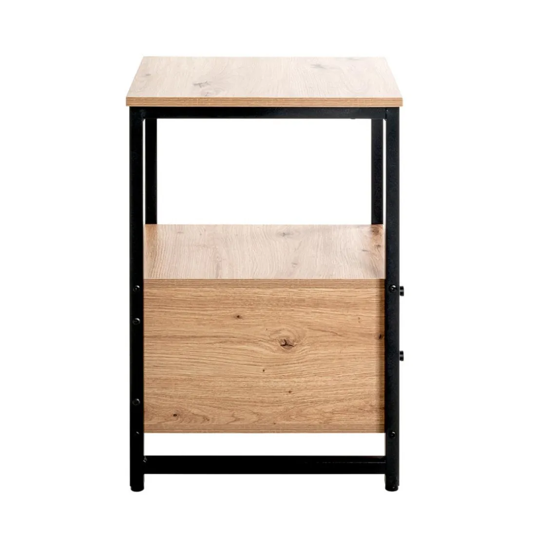 Table d'appoint avec deux tiroirs métal et bois