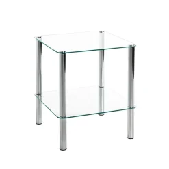 Table d'appoint avec double plateau verre transparent