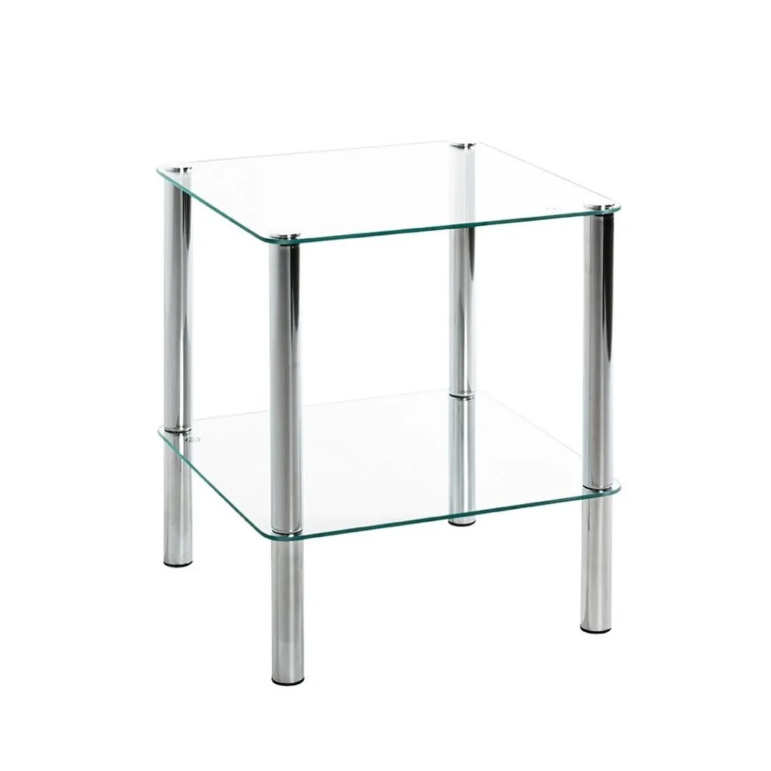 Table d'appoint avec double plateau verre transparent