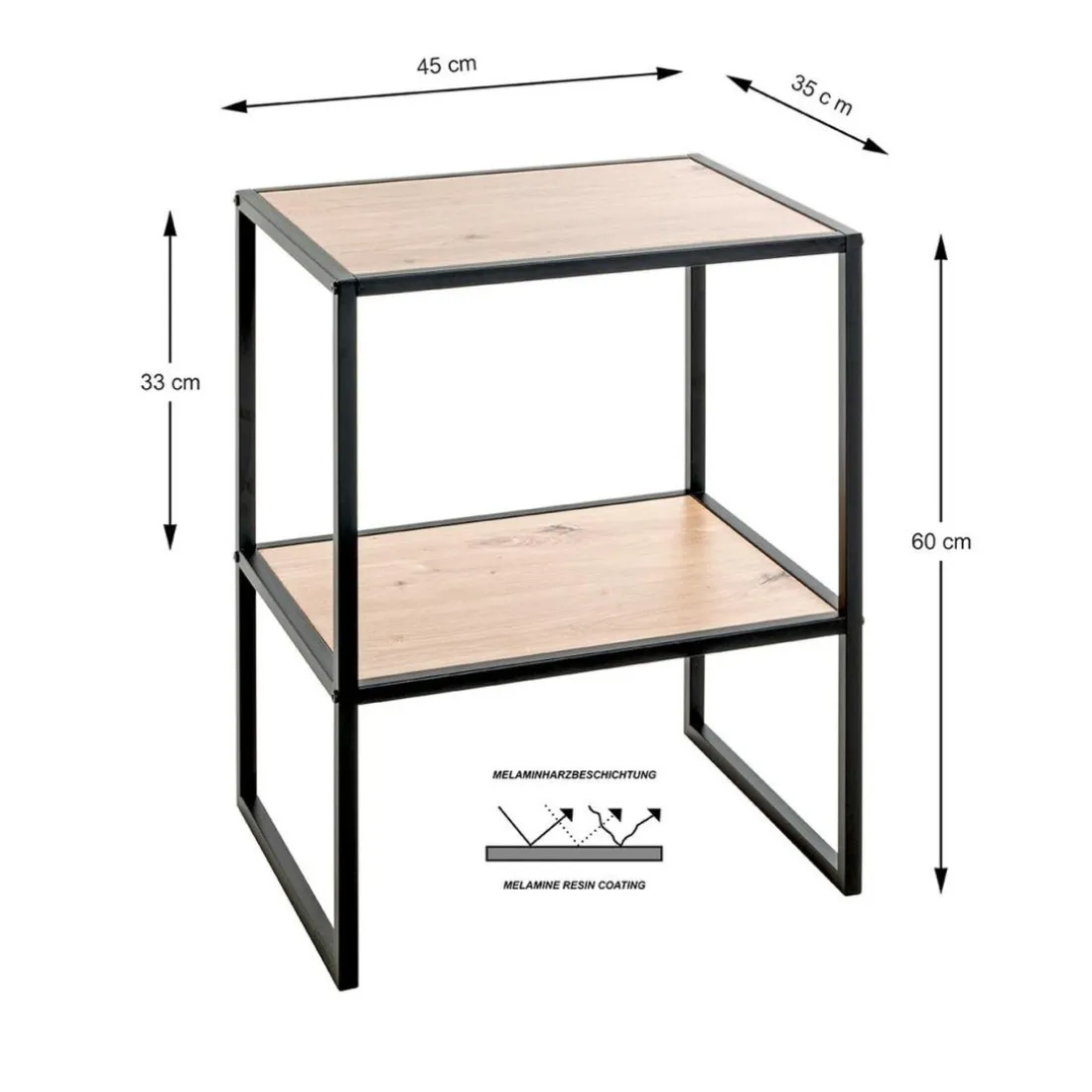 Table d'appoint avec double plateau décor chène