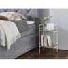 Table d'appoint Blanc avec 2 étages décor chêne clair et pieds en Métal