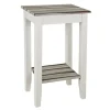 Table d'appoint blanc double plateau en décor pin