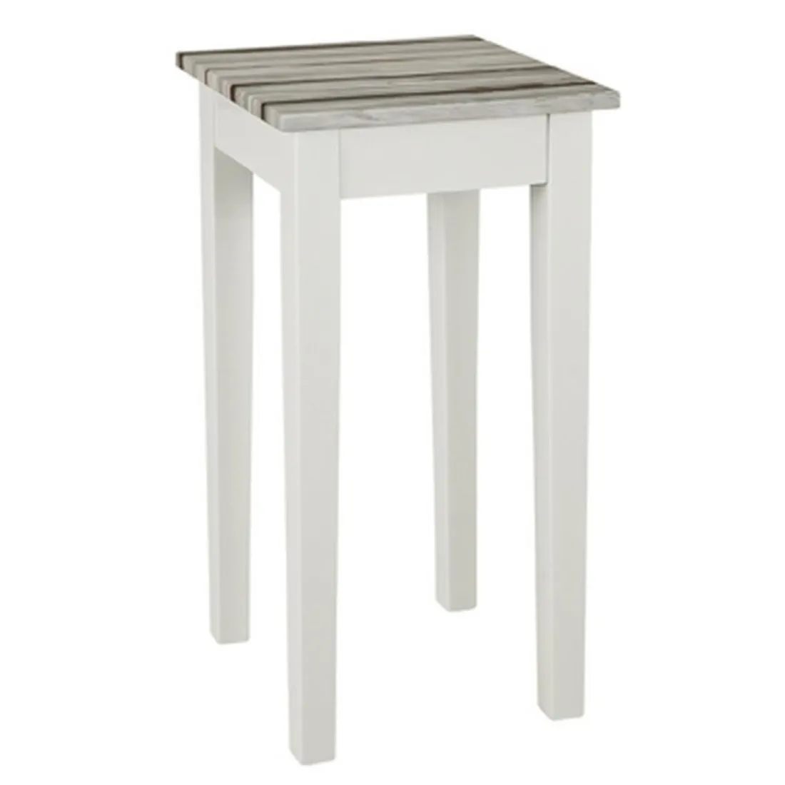 Table d'appoint blanc plateau en décor pin